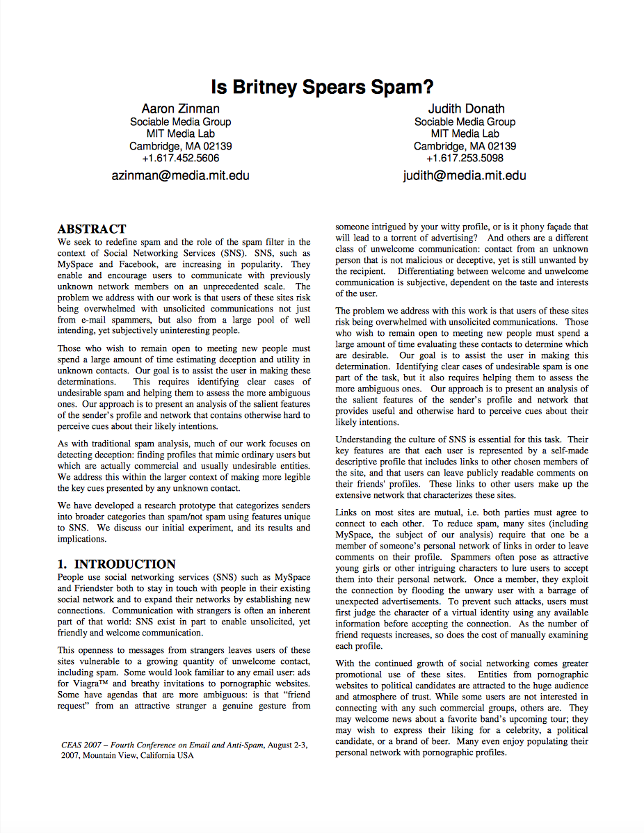 Is Britney Spears Spam?